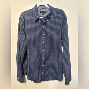 Betabrand Shirt  Blue Plaid Hemp Organic Cotton Button Down Long‎ Sleeve XXL